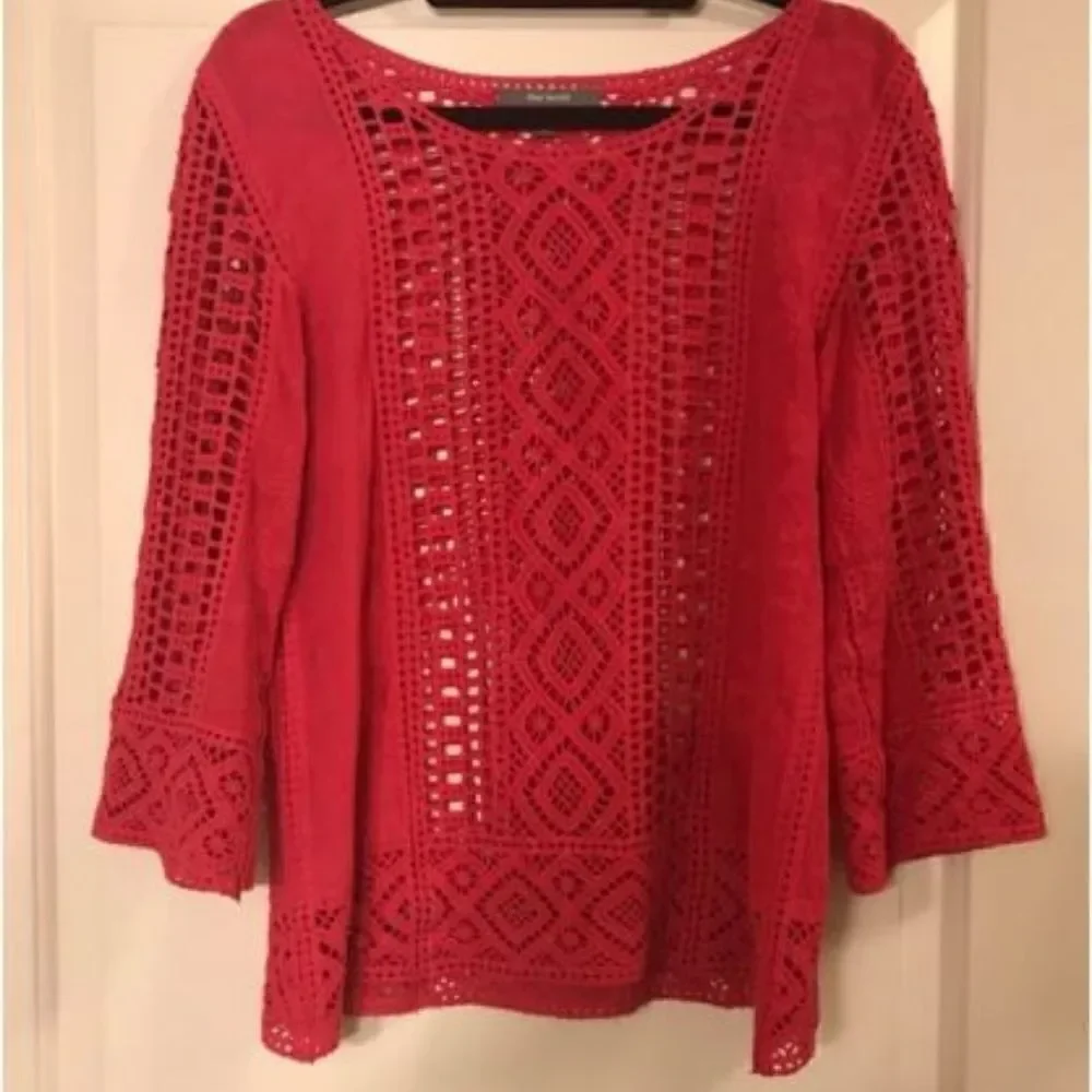 Blue Tassel Shavonne Lace Top Fuschia Pink {M}
